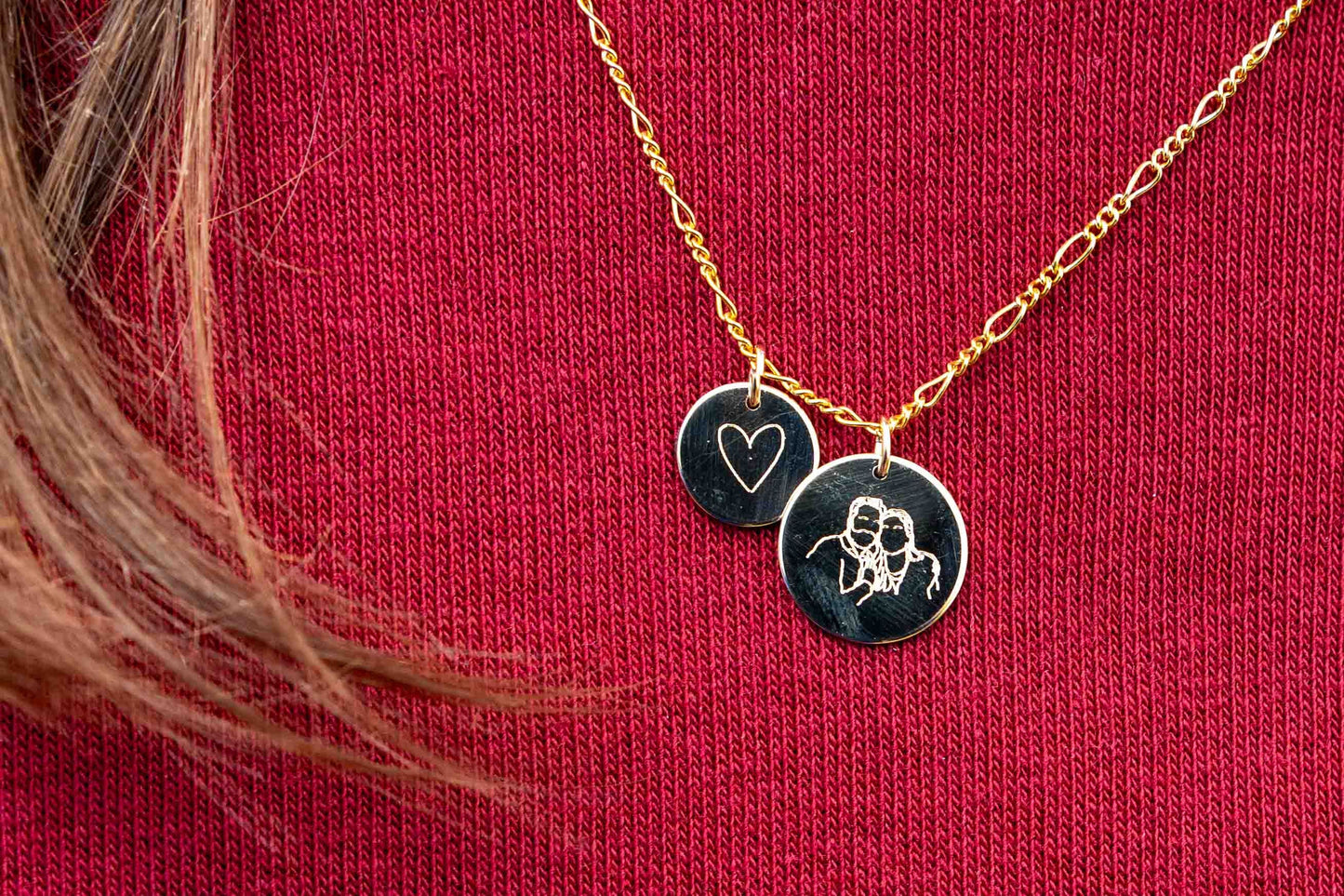 Ketting met grote en kleine ronde hanger - Gold filled vanconcepts.be