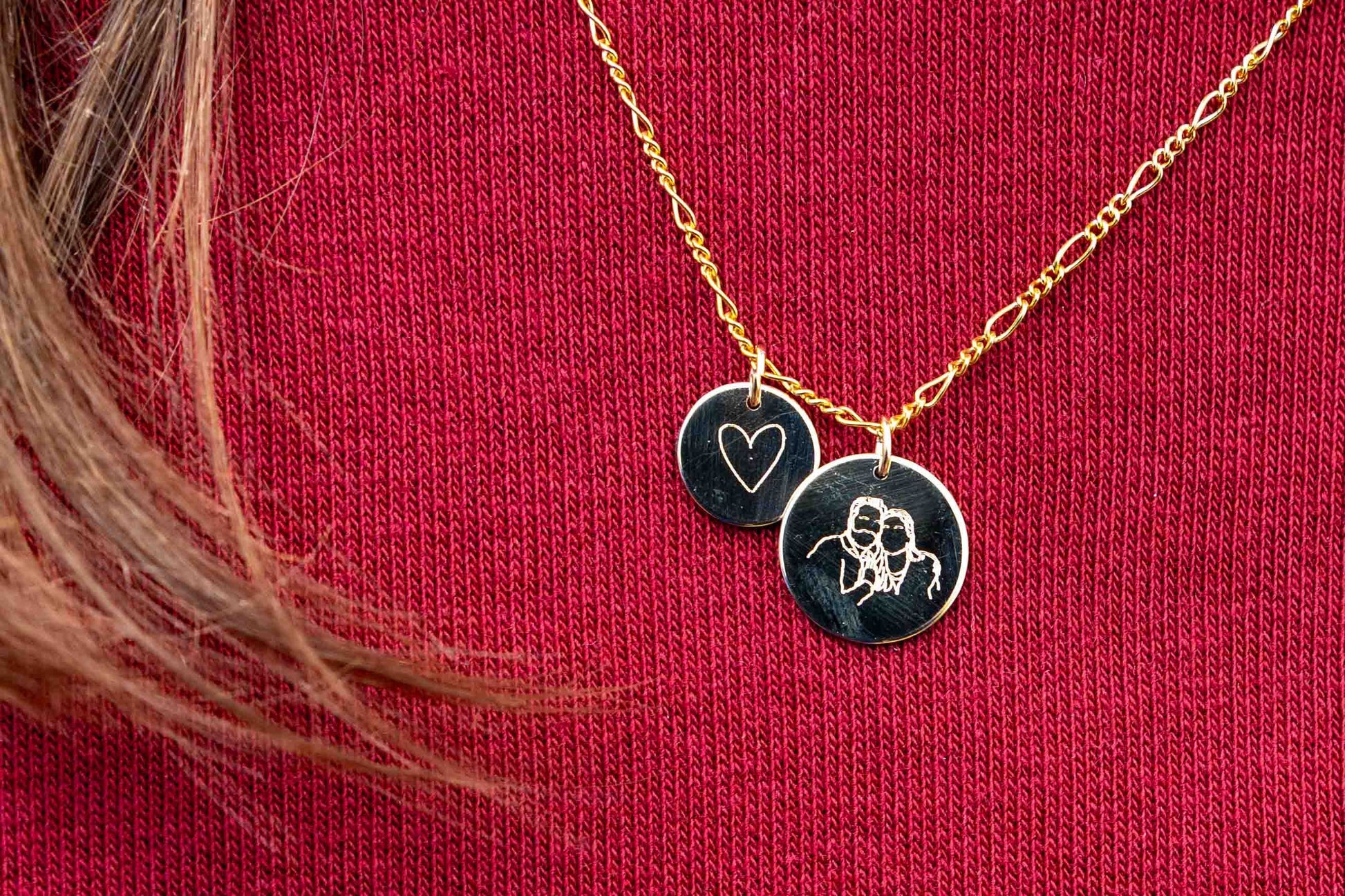 Ketting met grote en kleine ronde hanger - Gold filled vanconcepts.be
