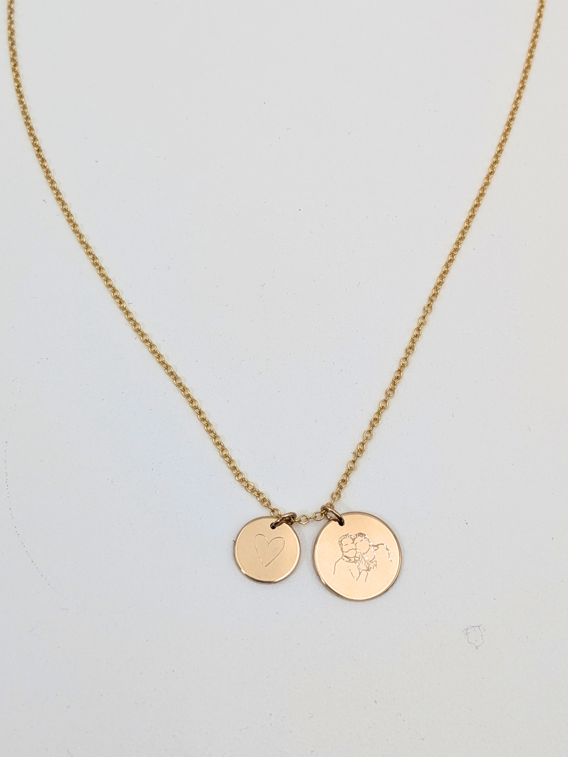 Ketting met grote en kleine ronde hanger - Gold filled vanconcepts.be