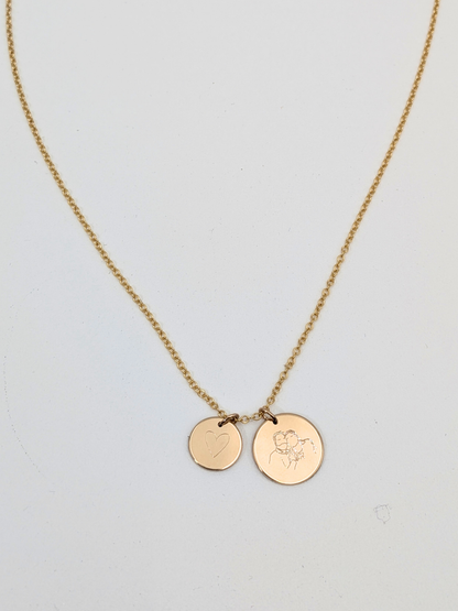 Ketting met grote en kleine ronde hanger - Gold filled vanconcepts.be