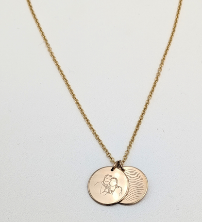 Ketting met twee ronde hangers - Gold filled vanconcepts.be