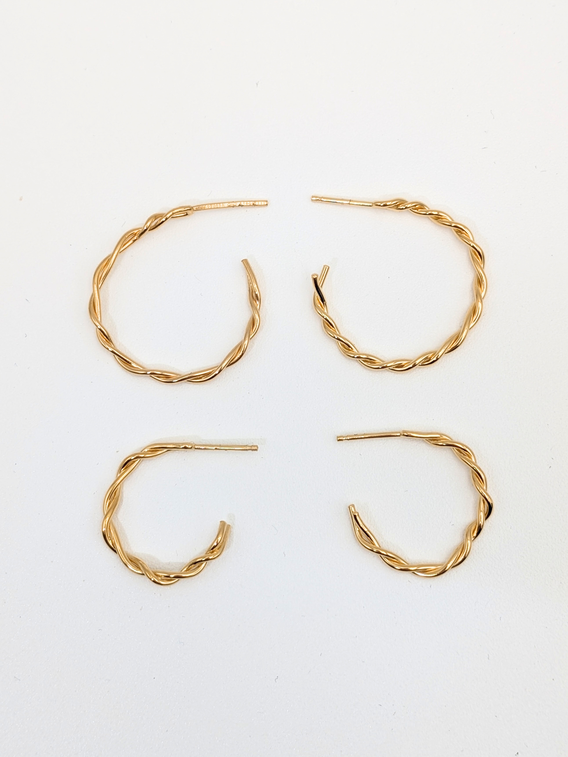 Geweven oorringen - Goud vermeil vanconcepts.be