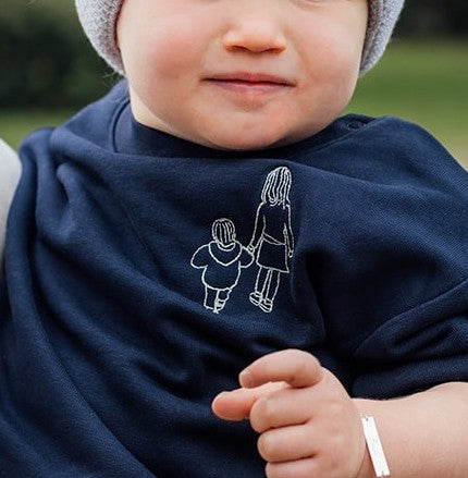 Babytrui met lijntekening of handgeschreven tekst vanconcepts.be